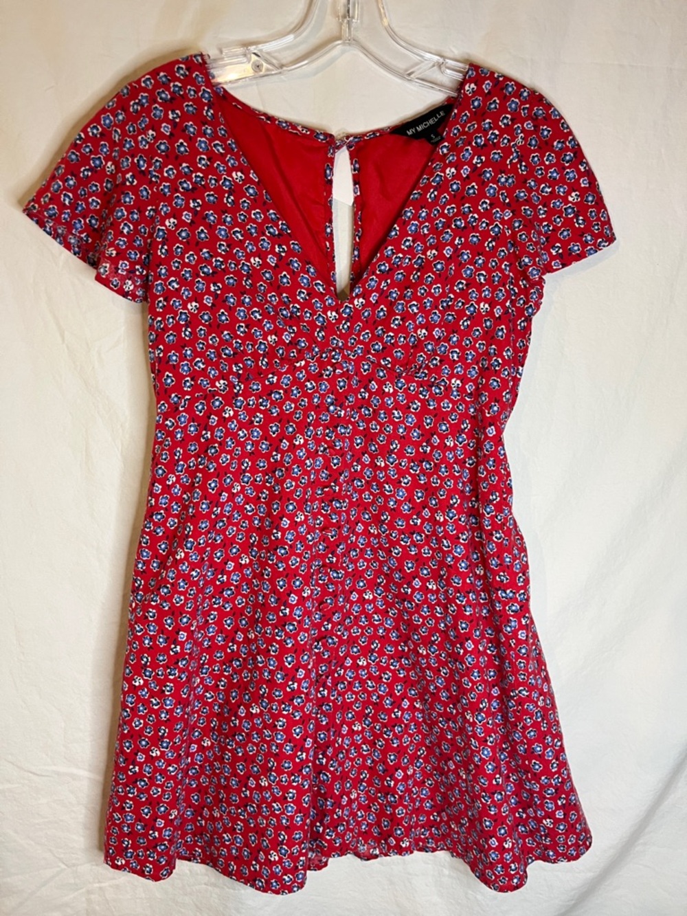 😻5for$15😻My Michelle Red Floral V‑Neck Mini Dress